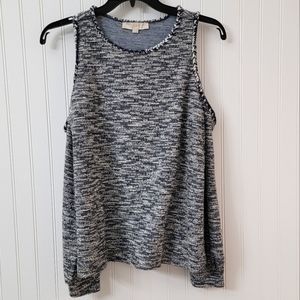 Loft long sleeve tweed cold shoulder top size medium